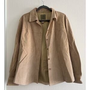 Vintage A.M.I. 100% Leather Tan Jacket Button Up Shacket XL